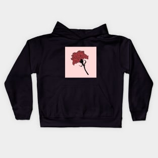 Red Carnation Flower Kids Hoodie